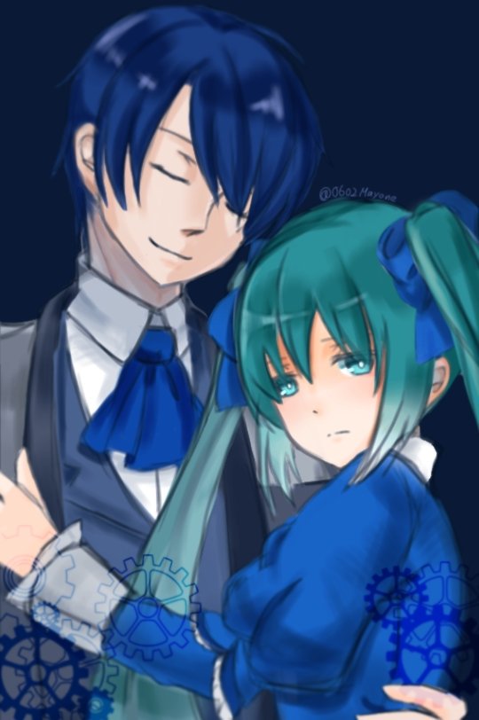 hatsune miku, kaito, and gallerian marlon (vocaloid and 4 more) drawn by mayo_(mayone-u)