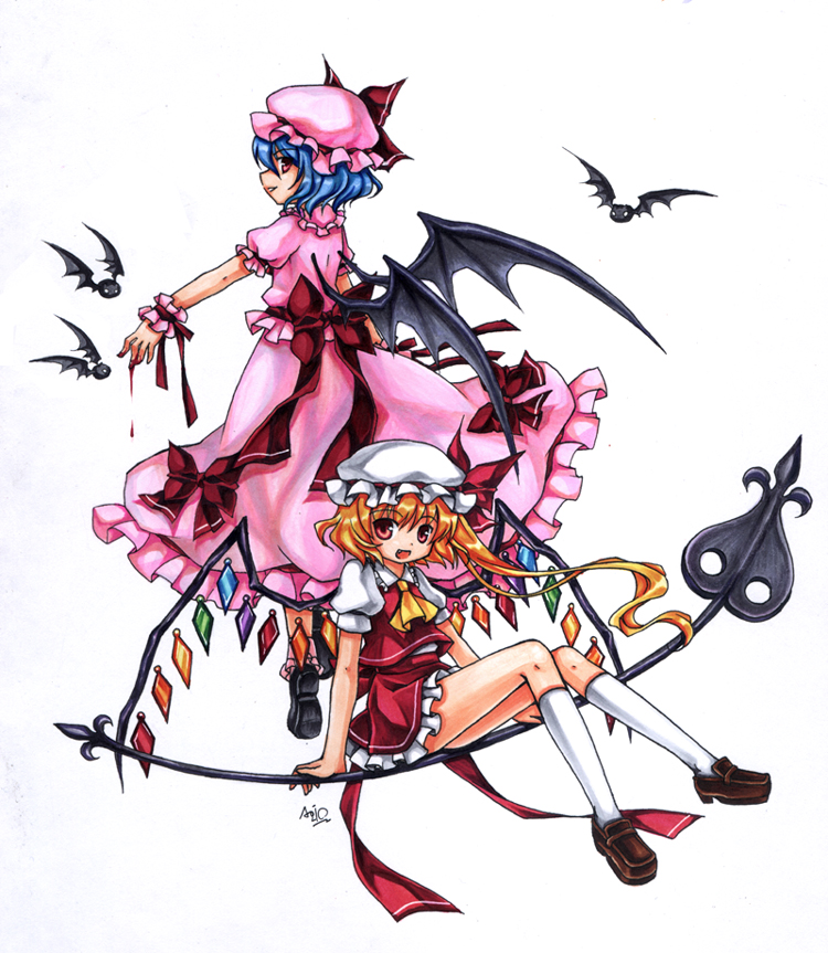 remilia scarlet and flandre scarlet (touhou) drawn by aoilio