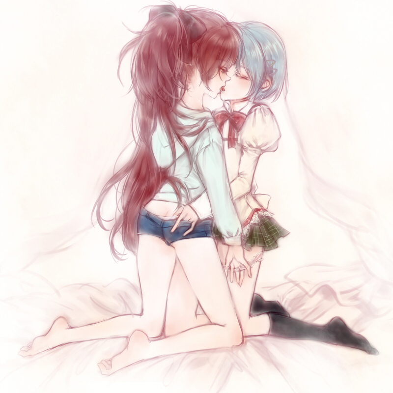miki sayaka and sakura kyoko (mahou shoujo madoka magica) drawn by yukishiro_(hitsuji)