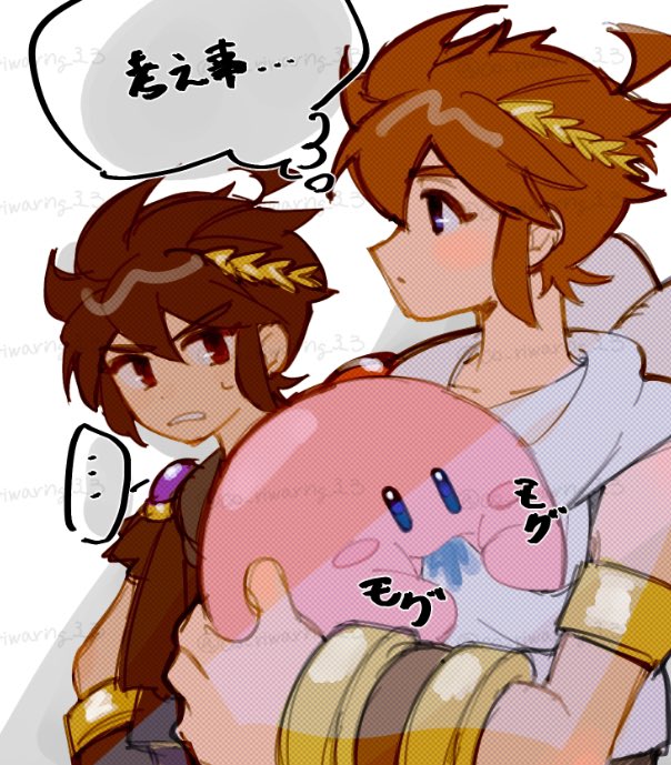 kirby, pit, and dark pit (kirby and 3 more) drawn by ko_iwari_ngo