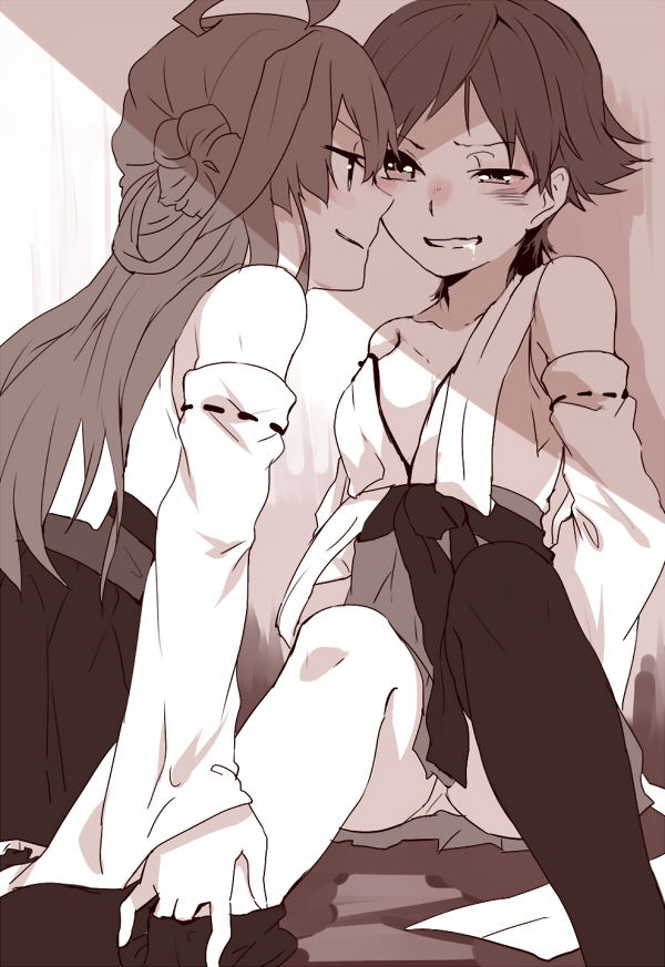 kongou and hiei (kantai collection) drawn by hamada_(super_tachioyogi_kyousou)