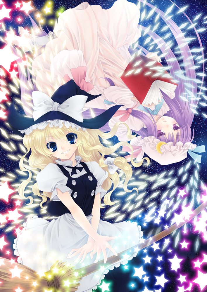 kirisame marisa and patchouli knowledge (touhou) drawn by uzuki_eri