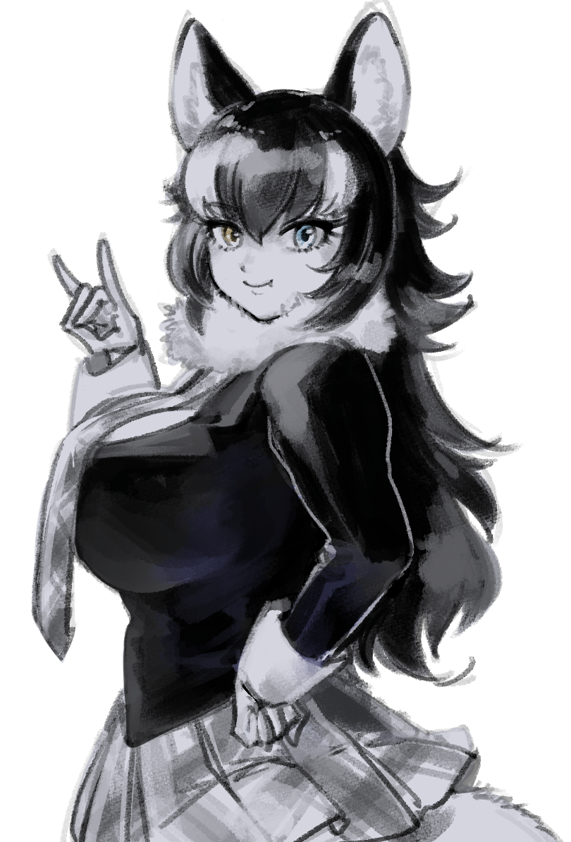 grey wolf (kemono friends and 1 more) drawn by yokuko_zaza