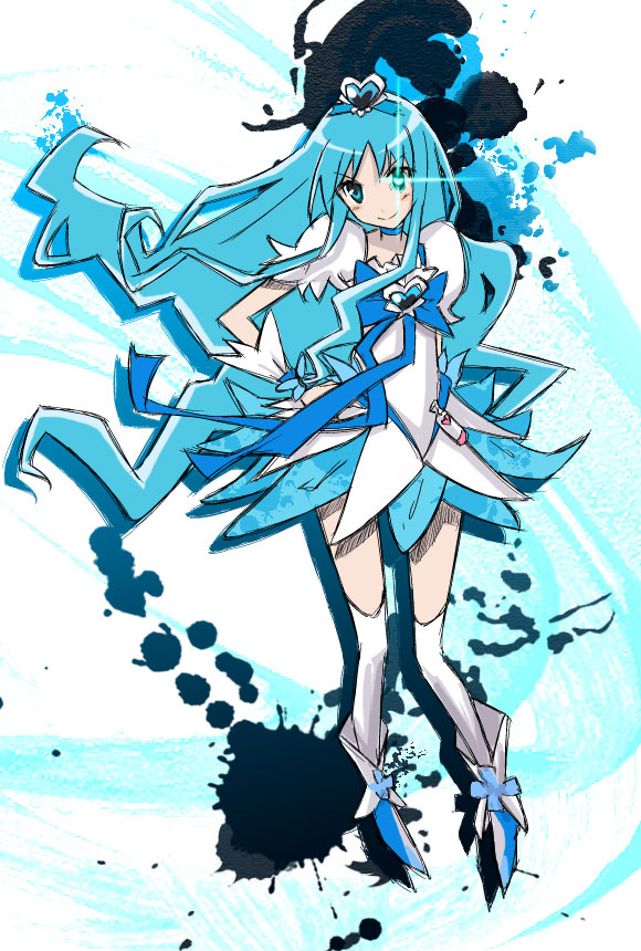 kurumi erika and cure marine (precure and 1 more) drawn by sakebuotoko