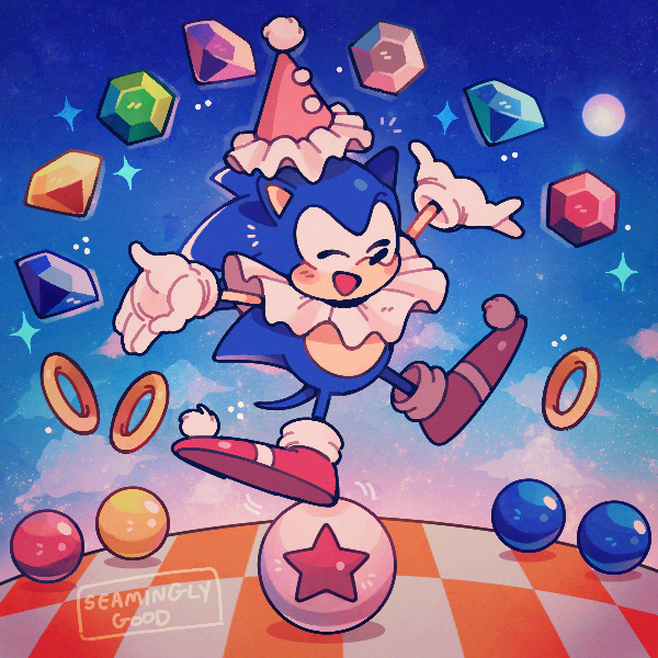 sonic the hedgehog and classic sonic (sonic and 2 more) drawn by jill_(seaminglygood)
