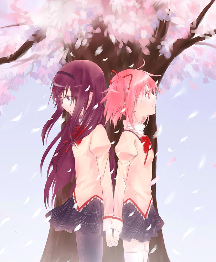 akemi homura and kaname madoka (mahou shoujo madoka magica) drawn by azmodan