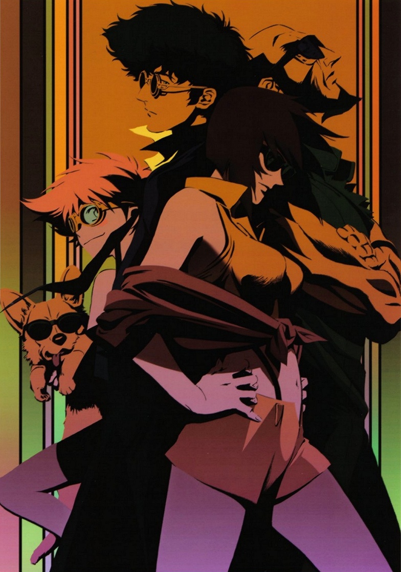 faye valentine, spike spiegel, edward wong hau pepelu tivrusky iv, ein, and jet black (cowboy bebop)