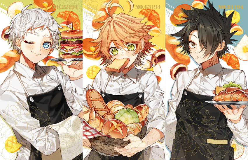 emma, norman, and ray (yakusoku no neverland) drawn by sapphire_(nine)