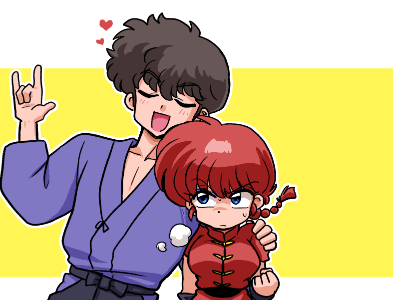 ranma-chan and kunou tatewaki (ranma 1/2) drawn by wanta_(futoshi)
