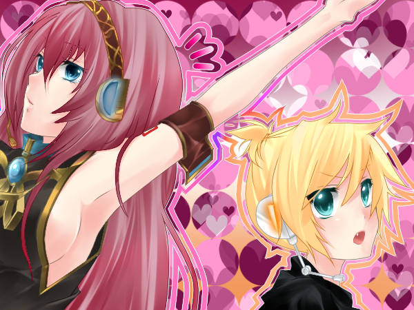 kagamine len and megurine luka (vocaloid) drawn by paraben