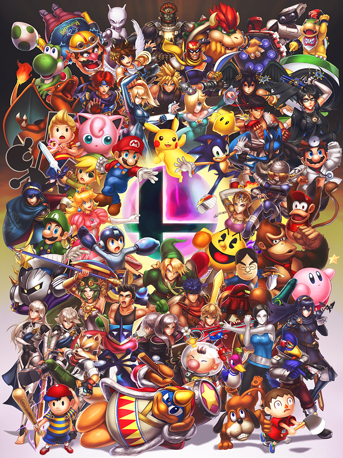 link, pikachu, princess zelda, cloud strife, kirby, and 58 more (pokemon and 43 more) drawn by hybridmink
