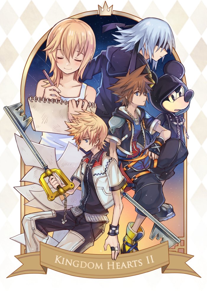 sora, roxas, riku, mickey mouse, and namine (kingdom hearts and 2 more) drawn by yurichi_(artist)