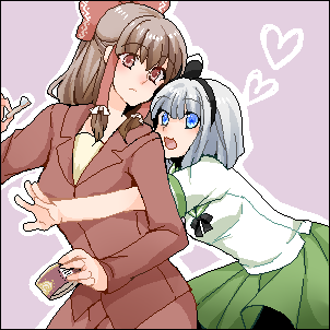 hakurei reimu and konpaku youmu (touhou and 1 more) drawn by kuroneko_(44yen)