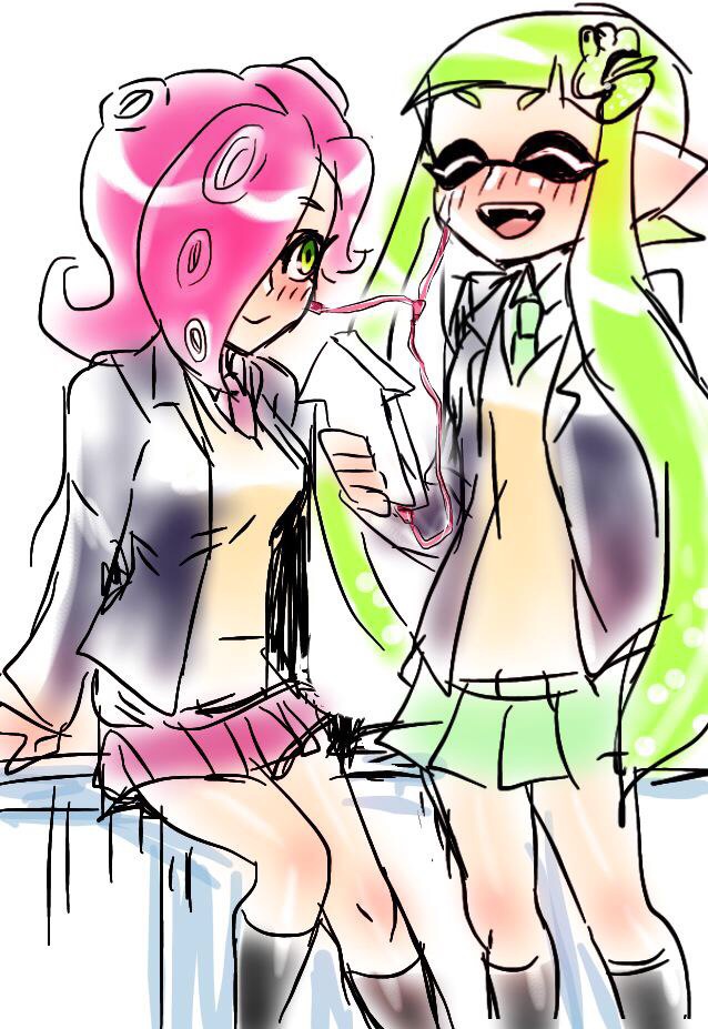 inkling player character, inkling girl, octoling player character, and takozonesu (splatoon and 1 more) drawn by adachi_(nogami_nono)