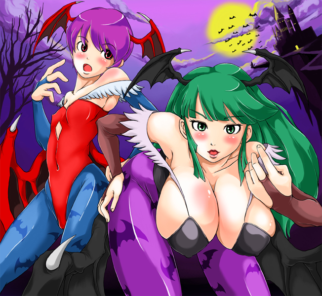 morrigan aensland and lilith (darkstalkers) drawn by redlark