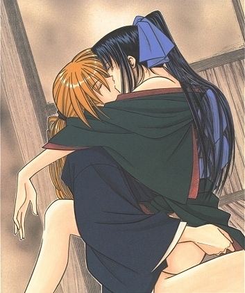 himura kenshin and kamiya kaoru (rurouni kenshin) drawn by fujino_satsuki_(artist)