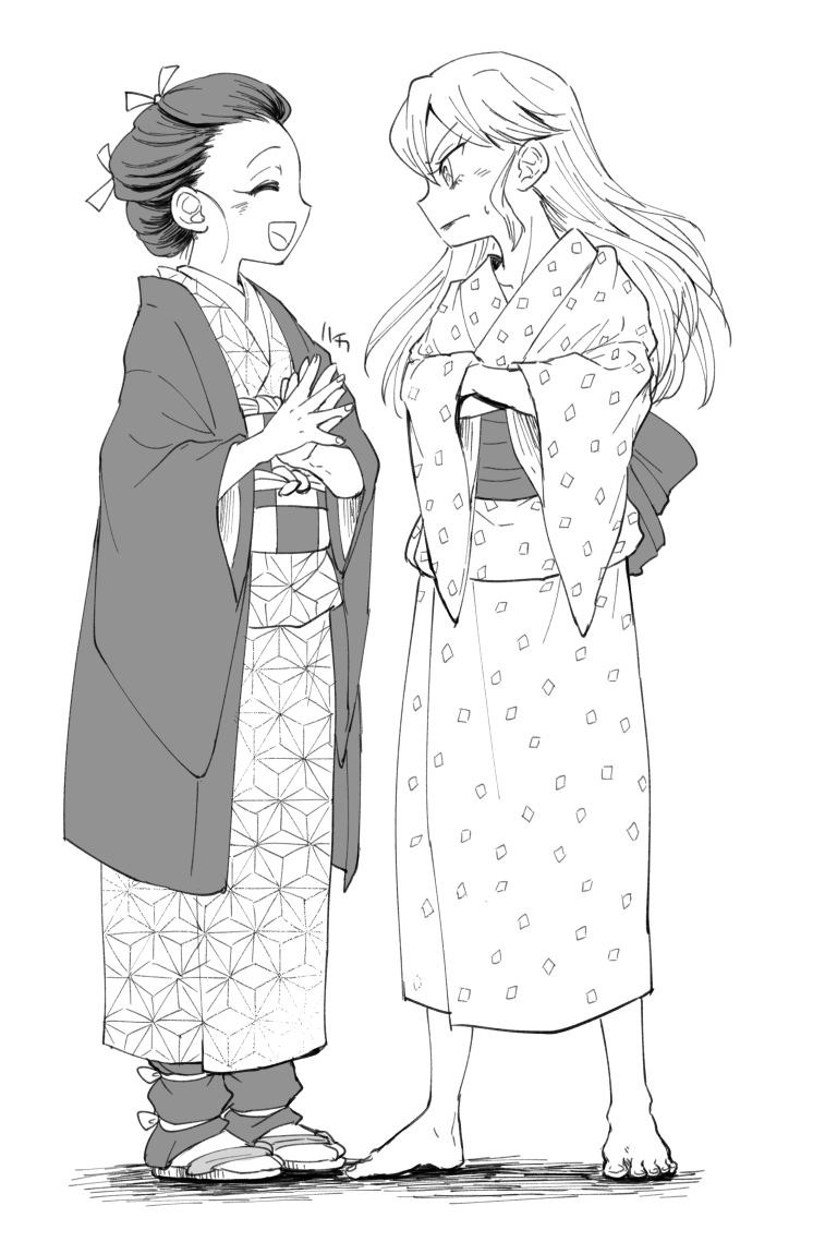 kamado nezuko and daki (kimetsu no yaiba) drawn by haika_(edathaika)