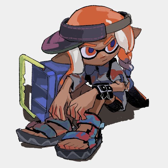 inkling player character and inkling girl (splatoon) drawn by hyper_chikuwabu
