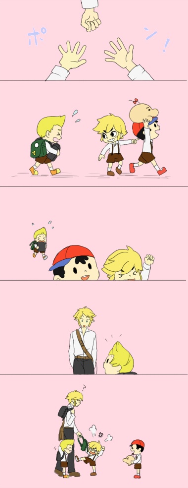 link, toon link, ness, lucas, and doseisan (the legend of zelda and 6 more) drawn by azkn