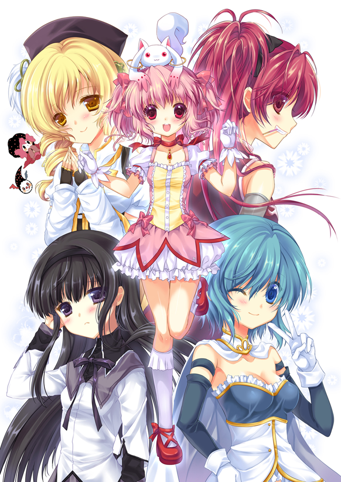 akemi homura, kaname madoka, miki sayaka, sakura kyoko, tomoe mami, and 2 more (mahou shoujo madoka magica) drawn by ratise