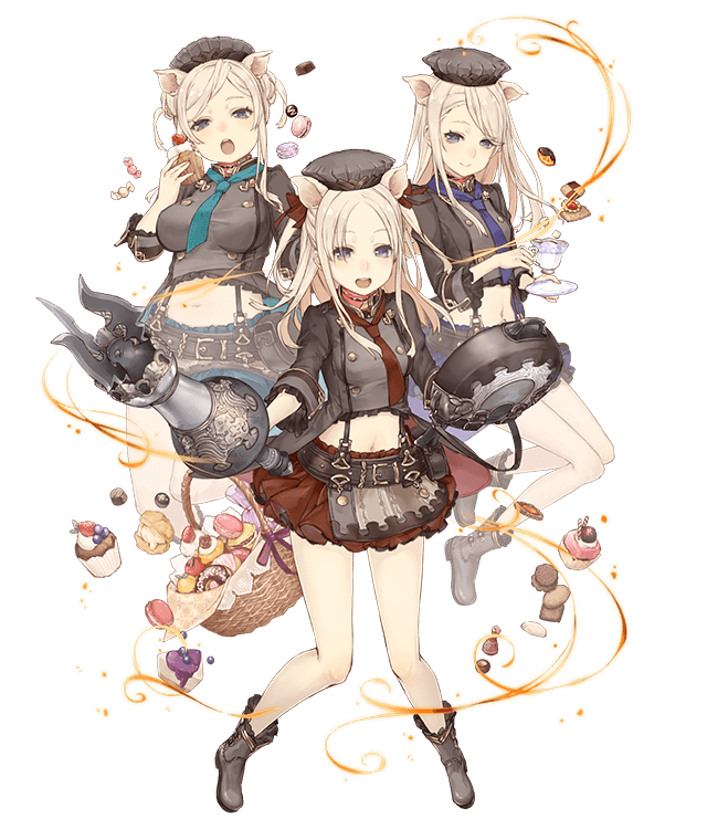 green little pig, red little pig, and blue little pig (sinoalice) drawn by ji_no