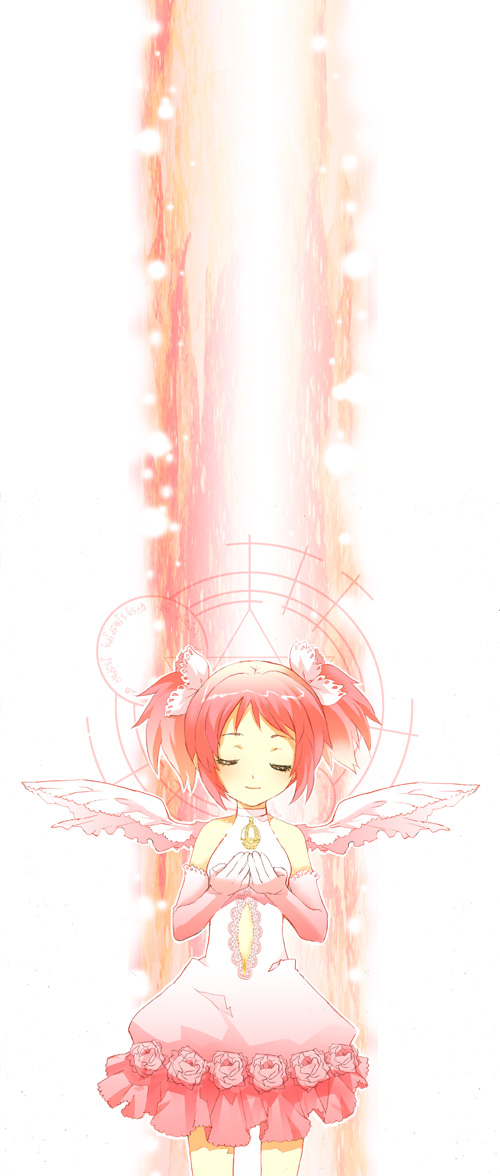 kaname madoka and ultimate madoka (mahou shoujo madoka magica) drawn by yazawan