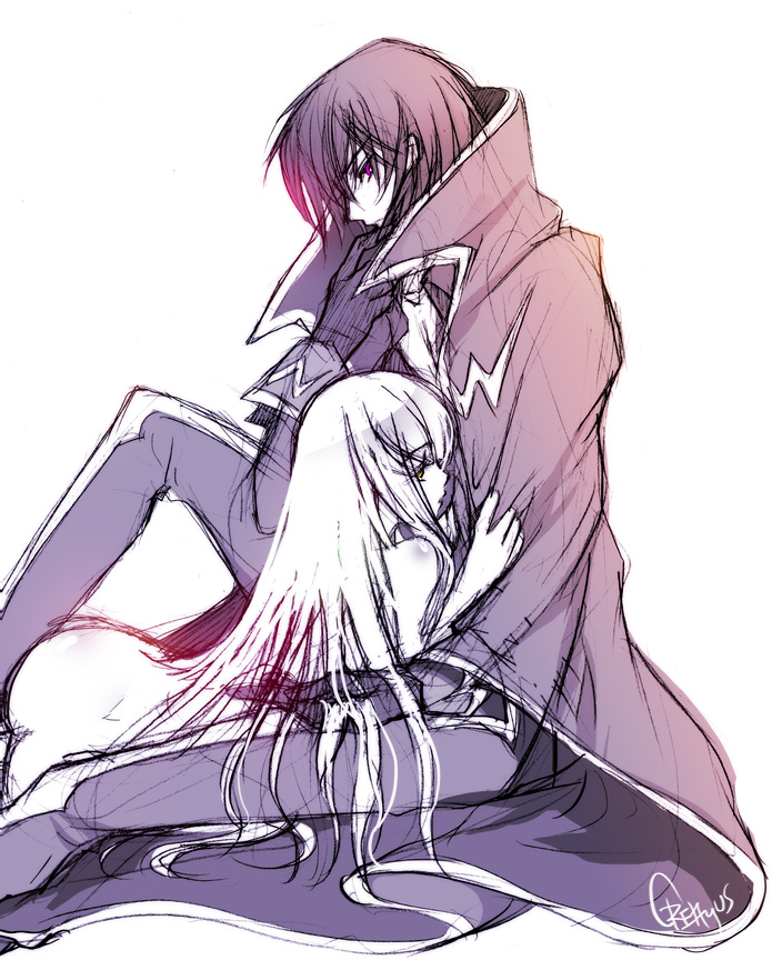 c.c. and lelouch vi britannia (code geass) drawn by creayus