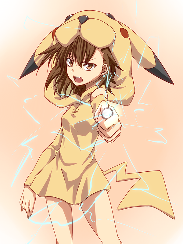 pikachu and misaka mikoto (pokemon and 2 more) drawn by kamo_(yokaze)