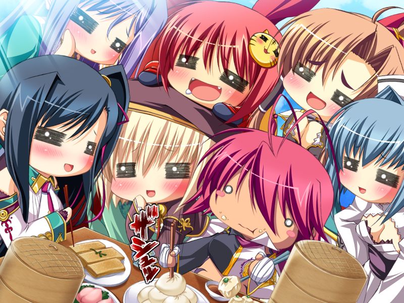 kan'u, shokatsuryou, chouun, chouhi, bachou, and 2 more (koihime musou) drawn by katagiri_hinata