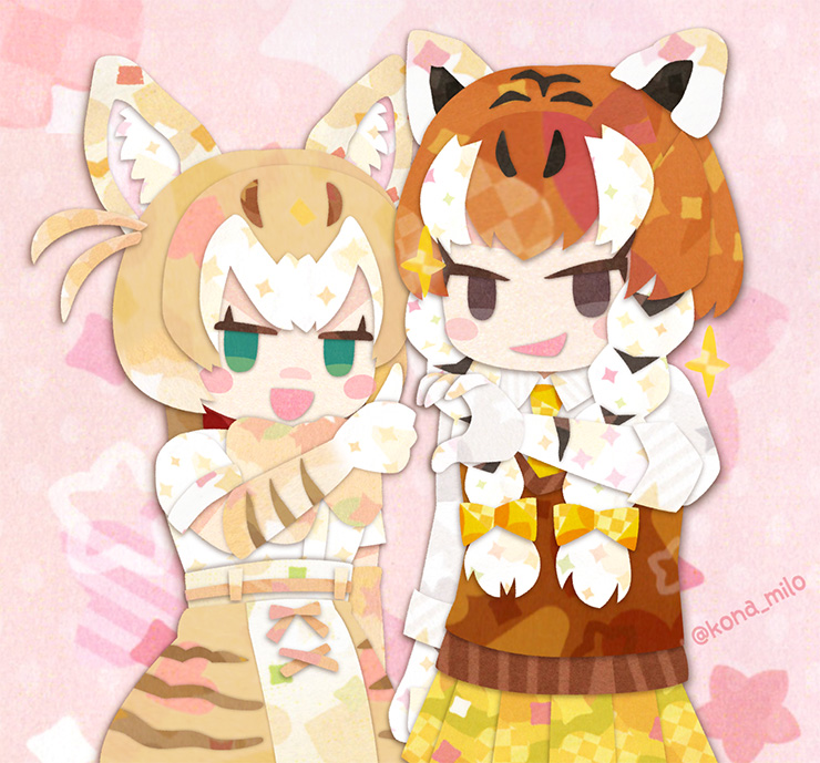 siberian tiger and cat (kemono friends) drawn by kikuchi_milo