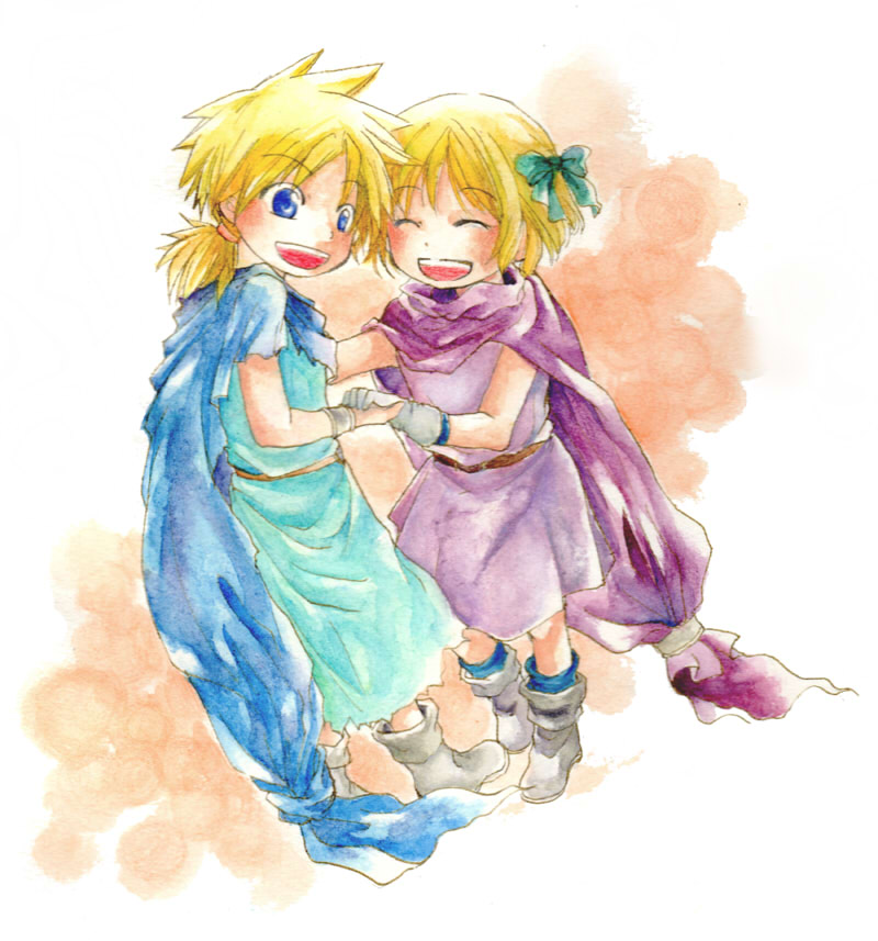hero's daughter and hero's son (dragon quest and 1 more) drawn by zunko