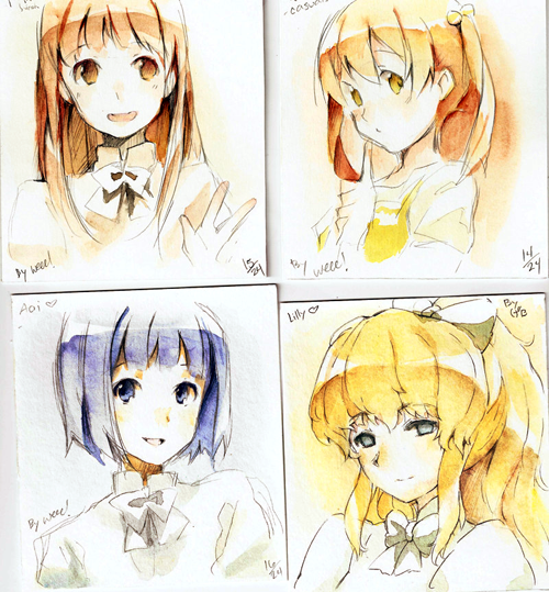 satou lilly, ibarazaki emi, mikado shiina, and aoi (original and 1 more) drawn by weee_(raemz)