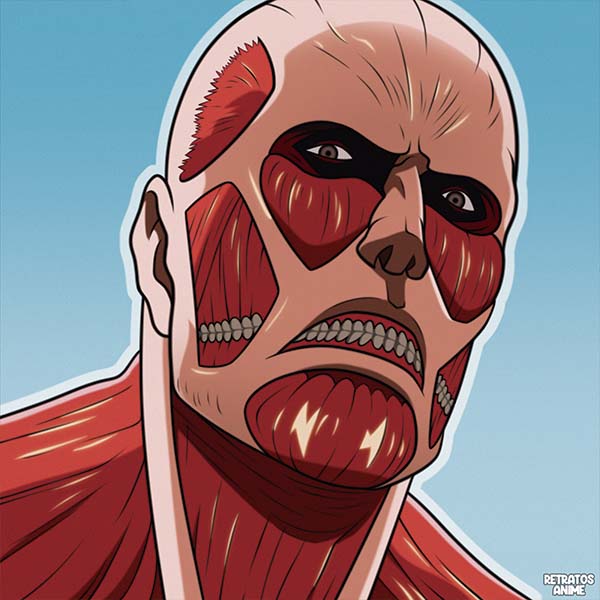 titan and colossal titan (shingeki no kyojin) drawn by retratosanime
