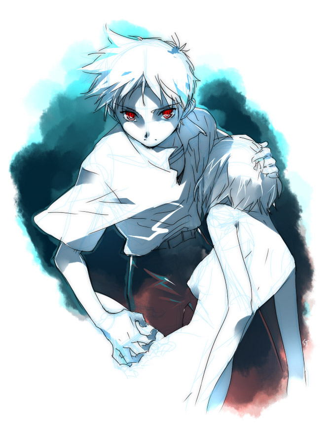 ayanami rei and ikari shinji (neon genesis evangelion) drawn by toujou_sakana