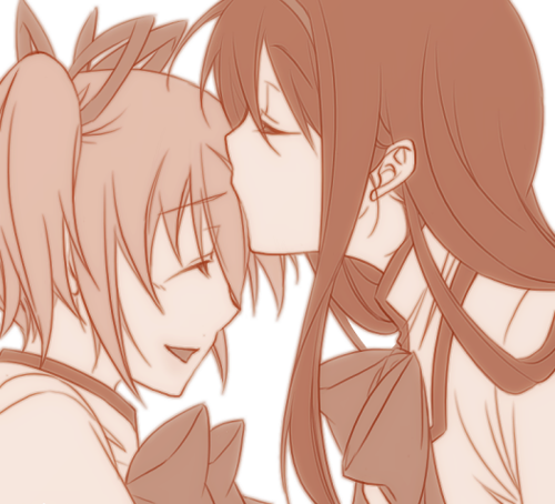 akemi homura and kaname madoka (mahou shoujo madoka magica) drawn by mogiko