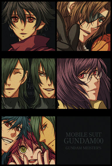 haro, tieria erde, setsuna f. seiei, lockon stratos, allelujah haptism, and 3 more (gundam and 1 more) drawn by matsuo