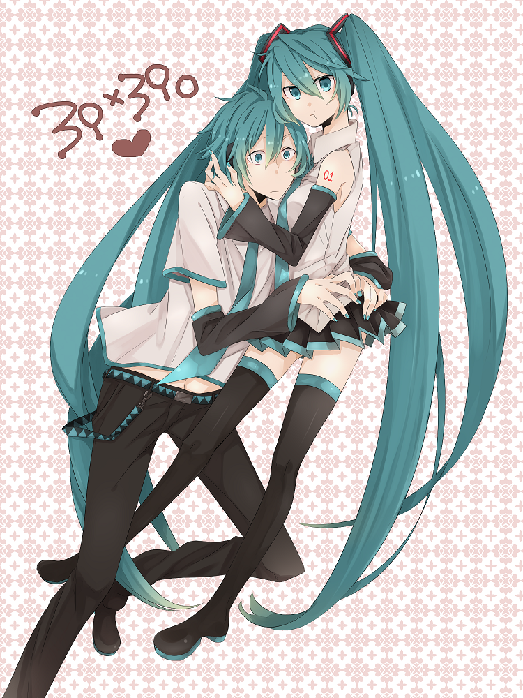hatsune miku and hatsune mikuo (vocaloid) drawn by tooru_(jux)