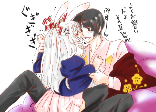 reisen udongein inaba, fujiwara no mokou, and houraisan kaguya (touhou) drawn by ameya_nihachi
