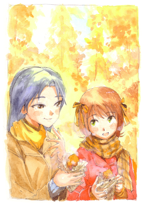 kisaragi chihaya and amami haruka (idolmaster) drawn by hirokazu