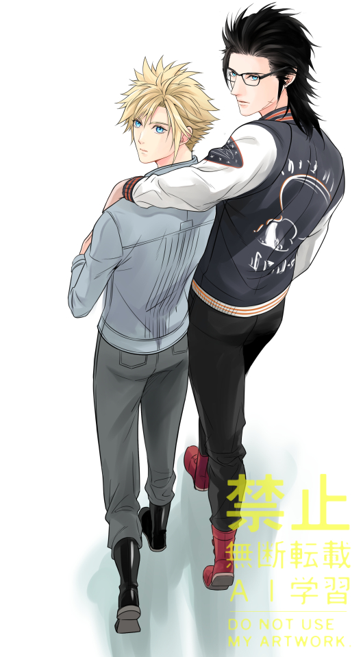 cloud strife and zack fair (final fantasy and 2 more) drawn by hisa4_ap