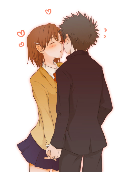 misaka mikoto and kamijou touma (toaru majutsu no index) drawn by pike_kazuki