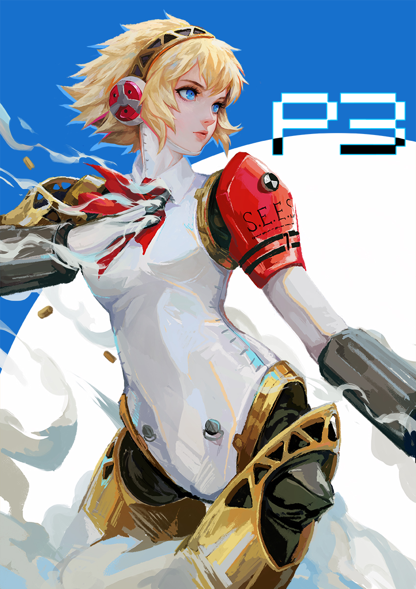 aigis (persona and 2 more) drawn by muju