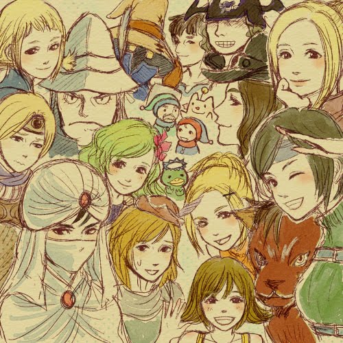 yuffie kisaragi, moogle, rydia, red xiii, vivi ornitier, and 15 more (final fantasy and 10 more) drawn by cocura