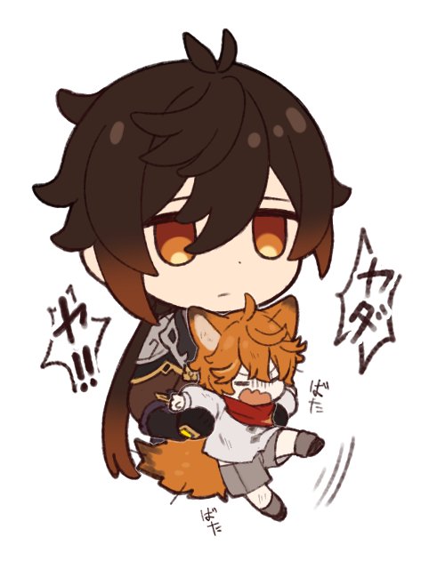 zhongli and tartaglia (genshin impact) drawn by marimo_jh