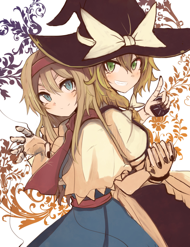 kirisame marisa and alice margatroid (touhou) drawn by necro_(nekurodayo)