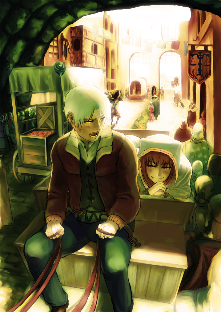 holo and craft lawrence (spice and wolf) drawn by nishioka_tomozou