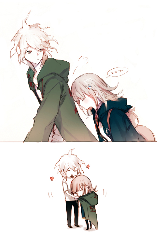 nanami chiaki and komaeda nagito (danganronpa and 2 more) drawn by shell_(shell518)