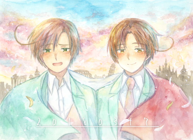 northern italy and southern italy (axis powers hetalia) drawn by sorano9
