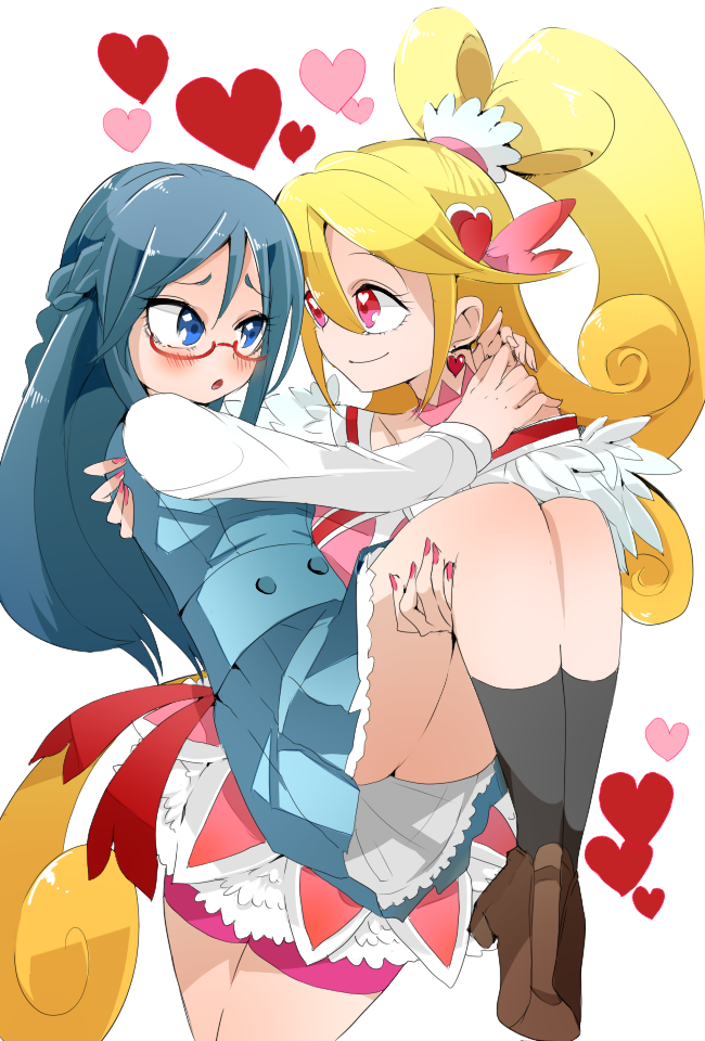 hishikawa rikka, aida mana, and cure heart (precure and 1 more) drawn by akanesanzou