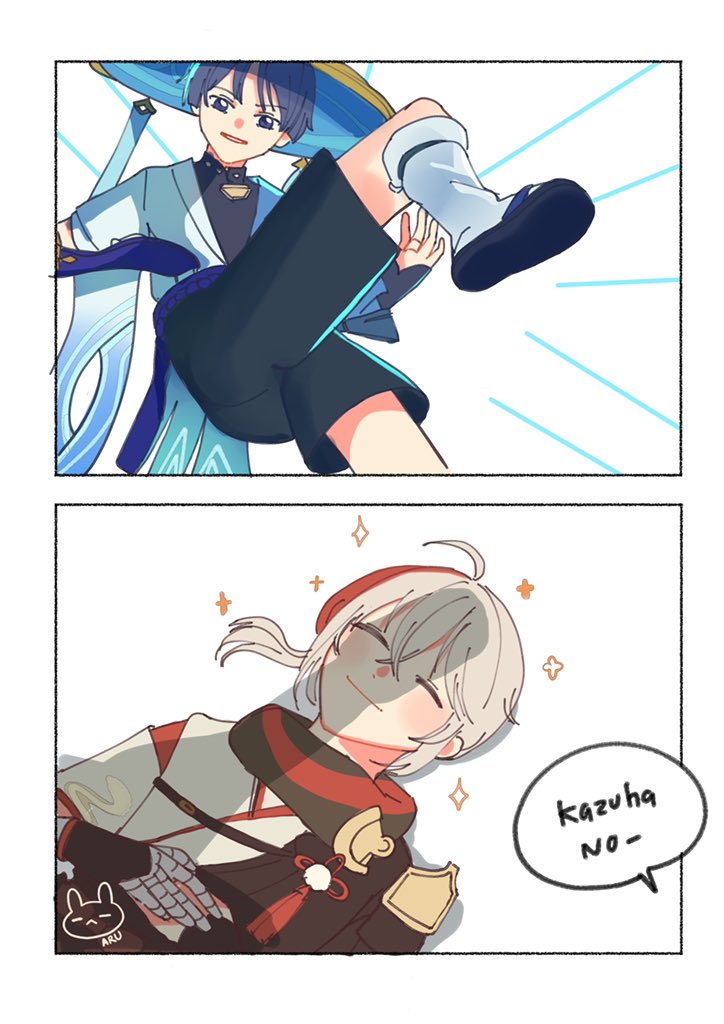 scaramouche, wanderer, and kaedehara kazuha (genshin impact) drawn by zzaruxa